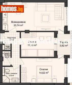 Тристаен, 89m² - Апартамент за продажба - 67241256