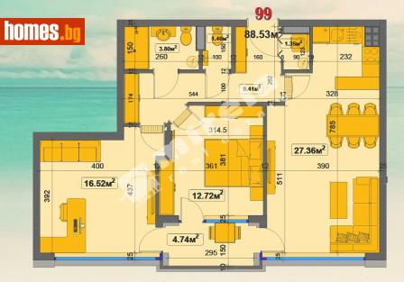 Тристаен, 107m² - Апартамент за продажба - 77090851