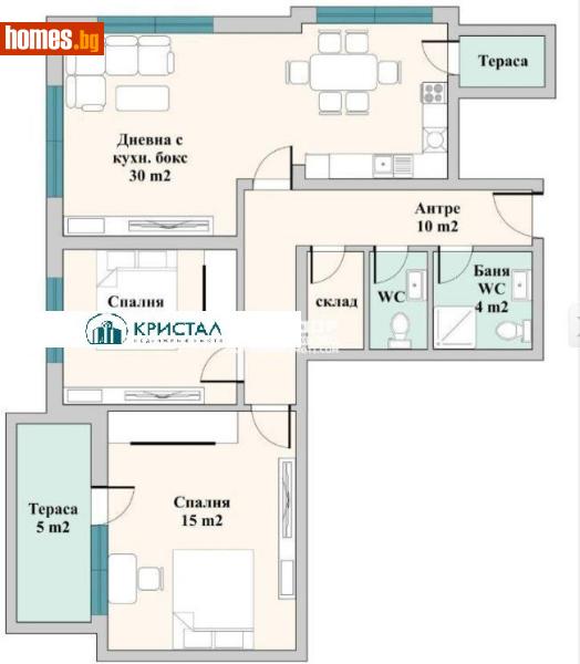 Тристаен, 114m² - Кв. Коматево, Пловдив - Апартамент за продажба - Кристал - 80441443