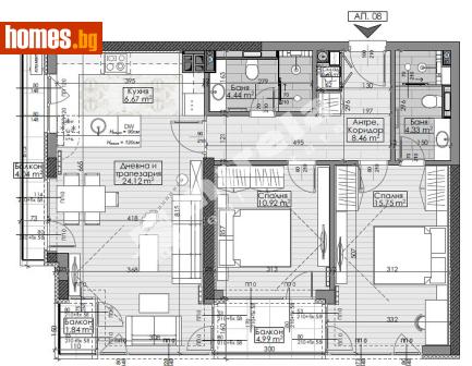 Тристаен, 110m² - Апартамент за продажба - 82432179