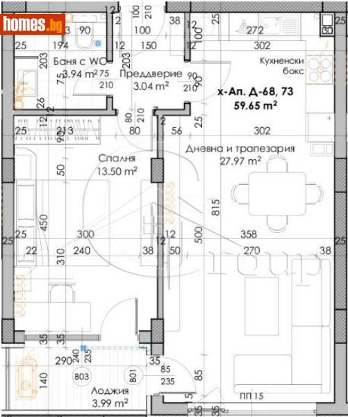 Двустаен, 71m² - Жк. Христо Ботев, Пловдив - Апартамент за продажба - Айгруп - 84050899