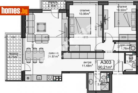 Тристаен, 103m² - Апартамент за продажба - 90799535