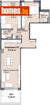 Тристаен, 122m² - Апартамент за продажба - 91775396