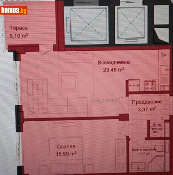 Двустаен, 74m² - Жк. Гагарин, Пловдив - Апартамент за продажба - Кристал - 95610662