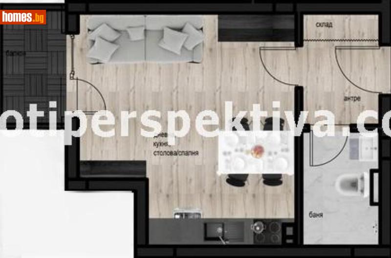 Едностаен, 46m² - Жк. Христо Ботев, Пловдив - Апартамент за продажба - ПЕРСПЕКТИВА - 98067734