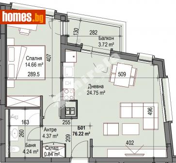 Двустаен, 76m² - Апартамент за продажба - 98900568