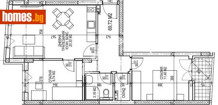 Тристаен, 84m² - Апартамент за продажба - 102404180