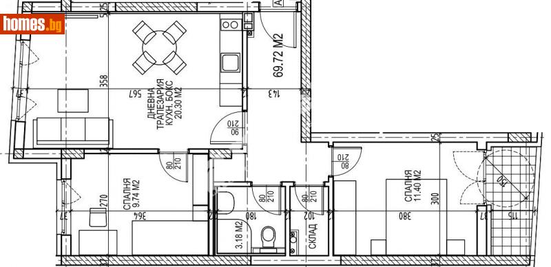 Тристаен, 84m² - София, София - град - Апартамент за продажба - МИРЕЛА - 102404180