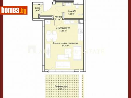 Едностаен, 46m² - Апартамент за продажба - 103241232