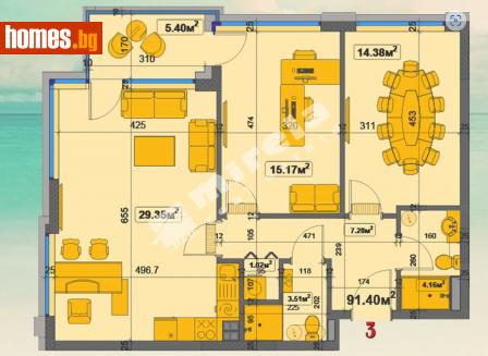 Тристаен, 111m² - Апартамент за продажба - 103409179