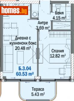 Двустаен, 60m² - Апартамент за продажба - 104177940