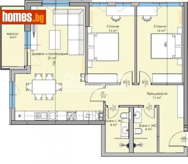 Тристаен, 121m² - Апартамент за продажба - 105526285