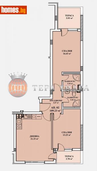 Тристаен, 109m² -  Център, София - Апартамент за продажба - Тера Тиара - 105767729