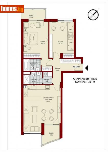 Тристаен, 127m² -  Център, София - Апартамент за продажба - Golden Key  - 107224200