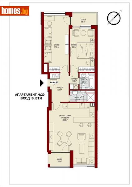 Тристаен, 114m² -  Център, София - Апартамент за продажба - Golden Key  - 107224438