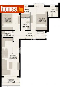 Тристаен, 97m² - Апартамент за продажба - 107689401