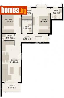 Тристаен, 98m² - Апартамент за продажба - 107689430