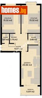 Тристаен, 95m² - Апартамент за продажба - 107689432