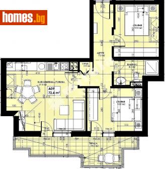 Тристаен, 91m² - Апартамент за продажба - 107852984