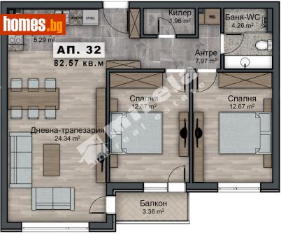 Тристаен, 93m² - Апартамент за продажба - 107894843