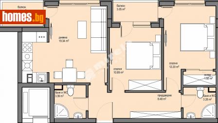 Тристаен, 88m² - Апартамент за продажба - 108090715