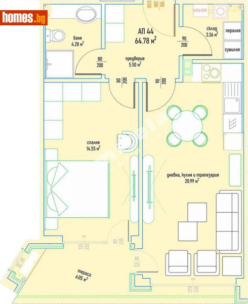 Двустаен, 80m² - Кв. Малинова Долина, София - Апартамент за продажба - МИРЕЛА - 108507159