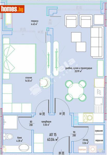 Двустаен, 77m² - Кв. Малинова Долина, София - Апартамент за продажба - МИРЕЛА - 108507182