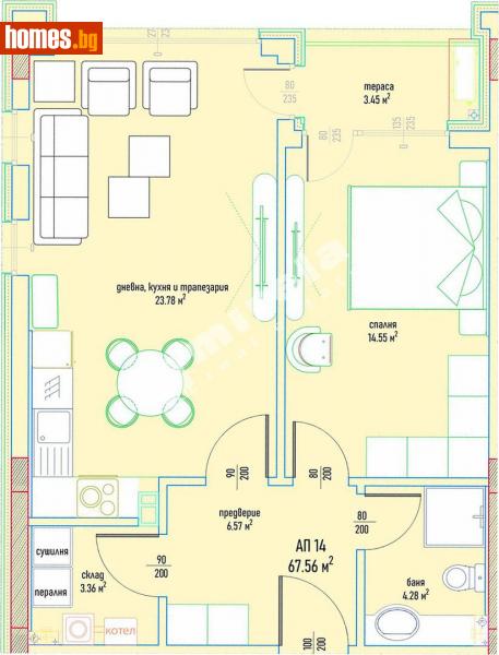 Двустаен, 82m² - Кв. Малинова Долина, София - Апартамент за продажба - МИРЕЛА - 108507188