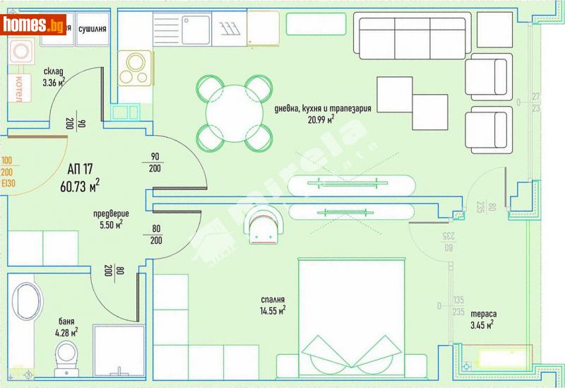 Двустаен, 73m² - Кв. Малинова Долина, София - Апартамент за продажба - МИРЕЛА - 108507244