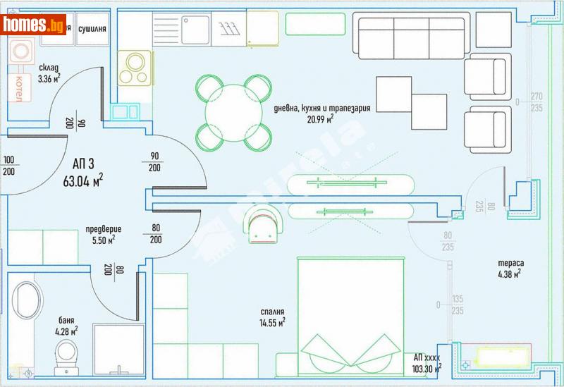 Двустаен, 75m² - Кв. Малинова Долина, София - Апартамент за продажба - МИРЕЛА - 108507248