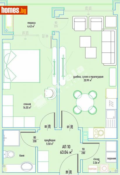 Двустаен, 78m² - Кв. Малинова Долина, София - Апартамент за продажба - МИРЕЛА - 108507257