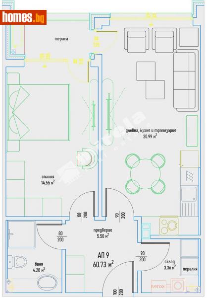 Двустаен, 76m² - Кв. Малинова Долина, София - Апартамент за продажба - МИРЕЛА - 108507382