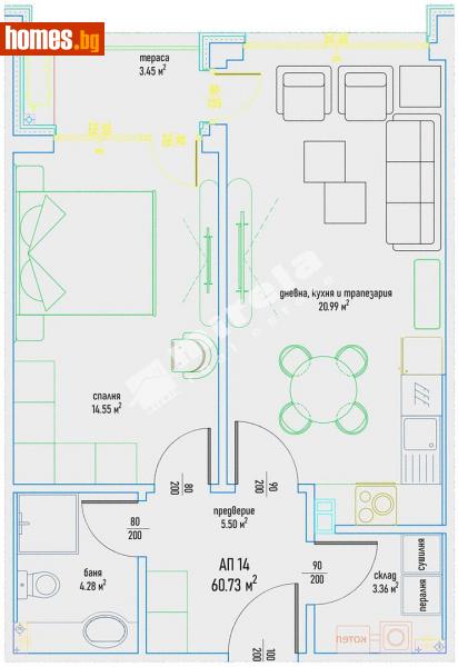 Двустаен, 75m² - Кв. Малинова Долина, София - Апартамент за продажба - МИРЕЛА - 108507445