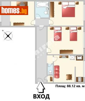 Тристаен, 88m² - Апартамент за продажба - 108543006