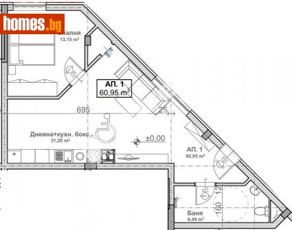 Двустаен, 69m² - Апартамент за продажба - 108910115