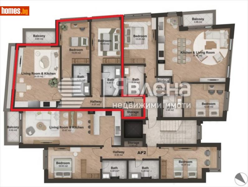 Тристаен, 114m² - Кв. Хладилника, София - Апартамент за продажба - ЯВЛЕНА - 109227071
