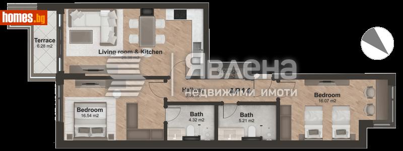 Тристаен, 110m² - Кв. Хладилника, София - Апартамент за продажба - ЯВЛЕНА - 109227153