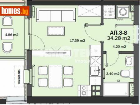 Едностаен, 39m² - Апартамент за продажба - 109544654