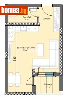 Едностаен, 58m² - Апартамент за продажба - 109545308