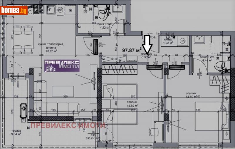 Тристаен, 115m² - Жк. Христо Ботев, Пловдив - Апартамент за продажба - Превилекс имоти ЕООД - 109567711
