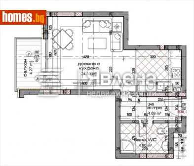 Едностаен, 54m² - Апартамент за продажба - 109584657