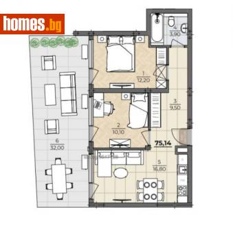 Тристаен, 81m² - Апартамент за продажба - 109925995