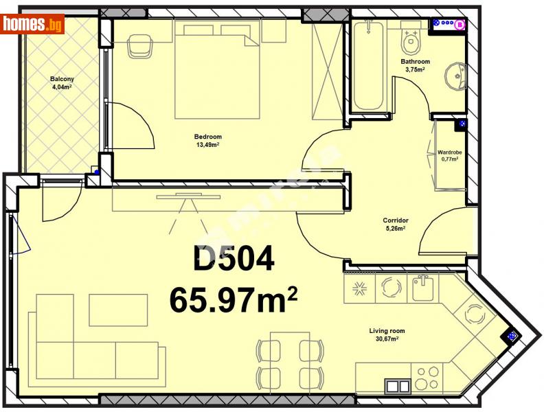 Двустаен, 77m² - Жк. Полигона, София - Апартамент за продажба - МИРЕЛА - 110102061