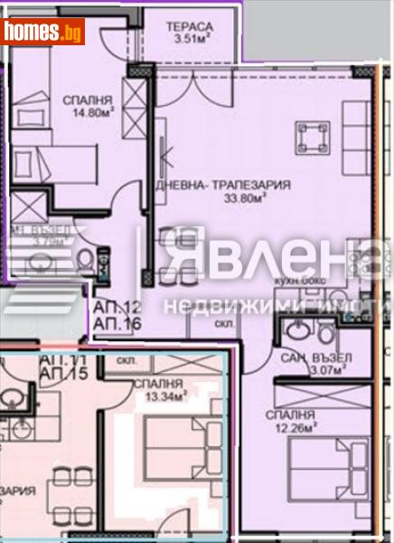 Тристаен, 98m² - Жк. Обеля 2, София - Апартамент за продажба - ЯВЛЕНА - 110143647