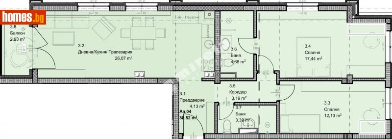 Тристаен, 106m² - Жк. Овча Купел, София - Апартамент за продажба - МИРЕЛА - 110214352