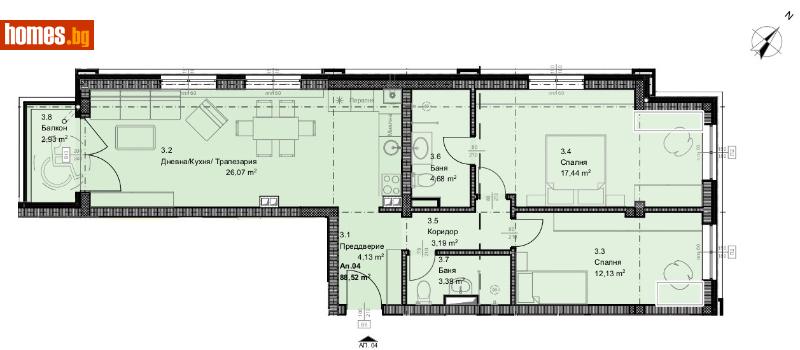 Тристаен, 106m² - Жк. Овча Купел, София - Апартамент за продажба - Титан Пропъртис - 110249127
