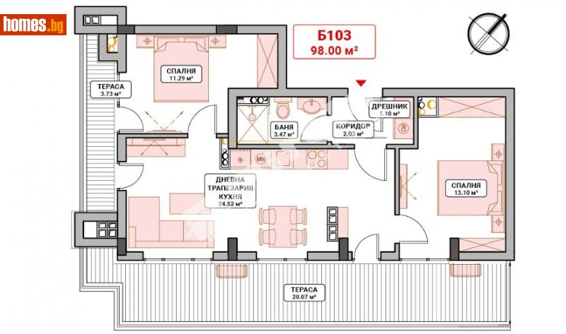 Тристаен, 85m² - София, София - град - Апартамент за продажба - МИРЕЛА - 110282379