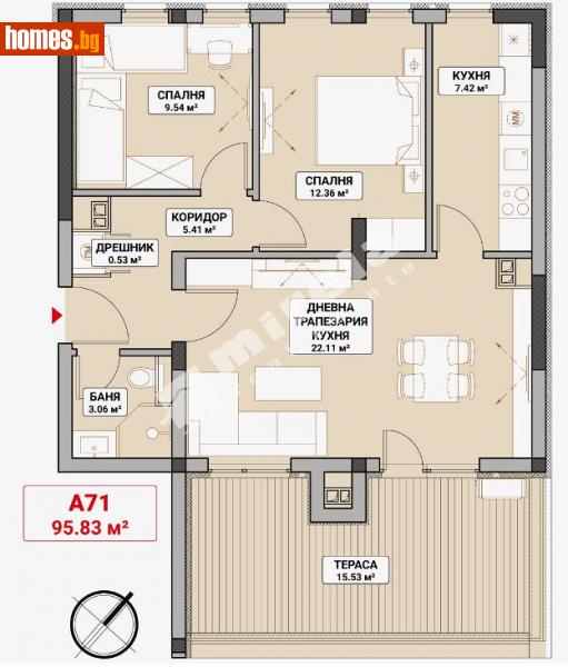 Тристаен, 115m² - София, София - град - Апартамент за продажба - МИРЕЛА - 110282407