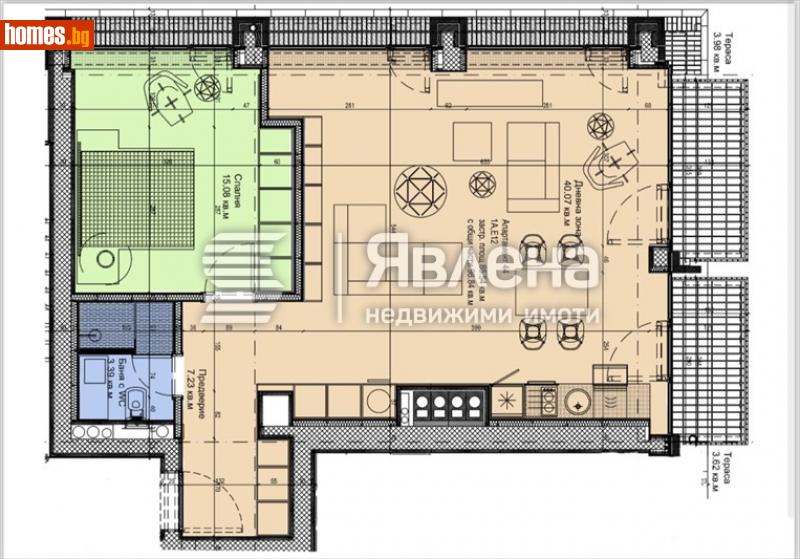 Двустаен, 101m² - Кв. Манастирски Ливади, София - Апартамент за продажба - ЯВЛЕНА - 110500377