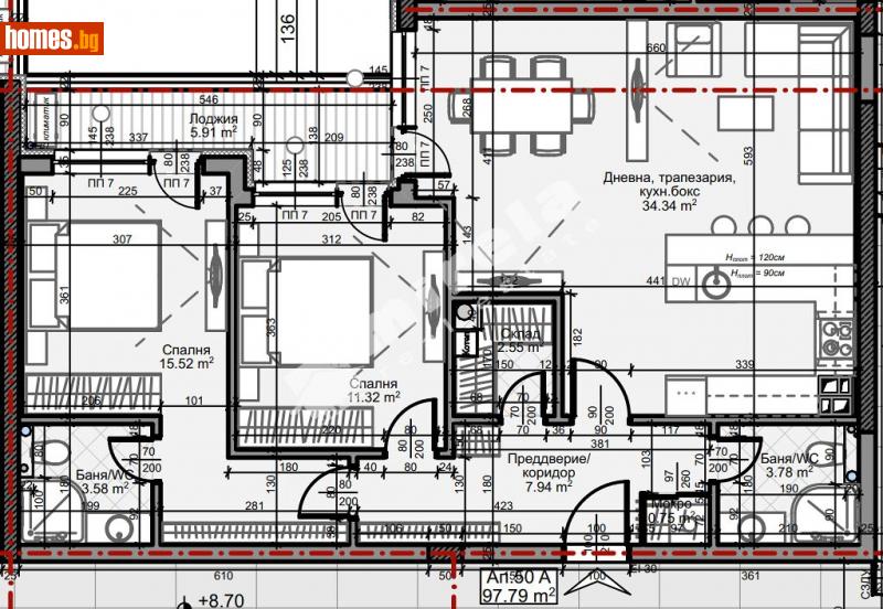 Тристаен, 114m² - София, София - град - Апартамент за продажба - МИРЕЛА - 110547670